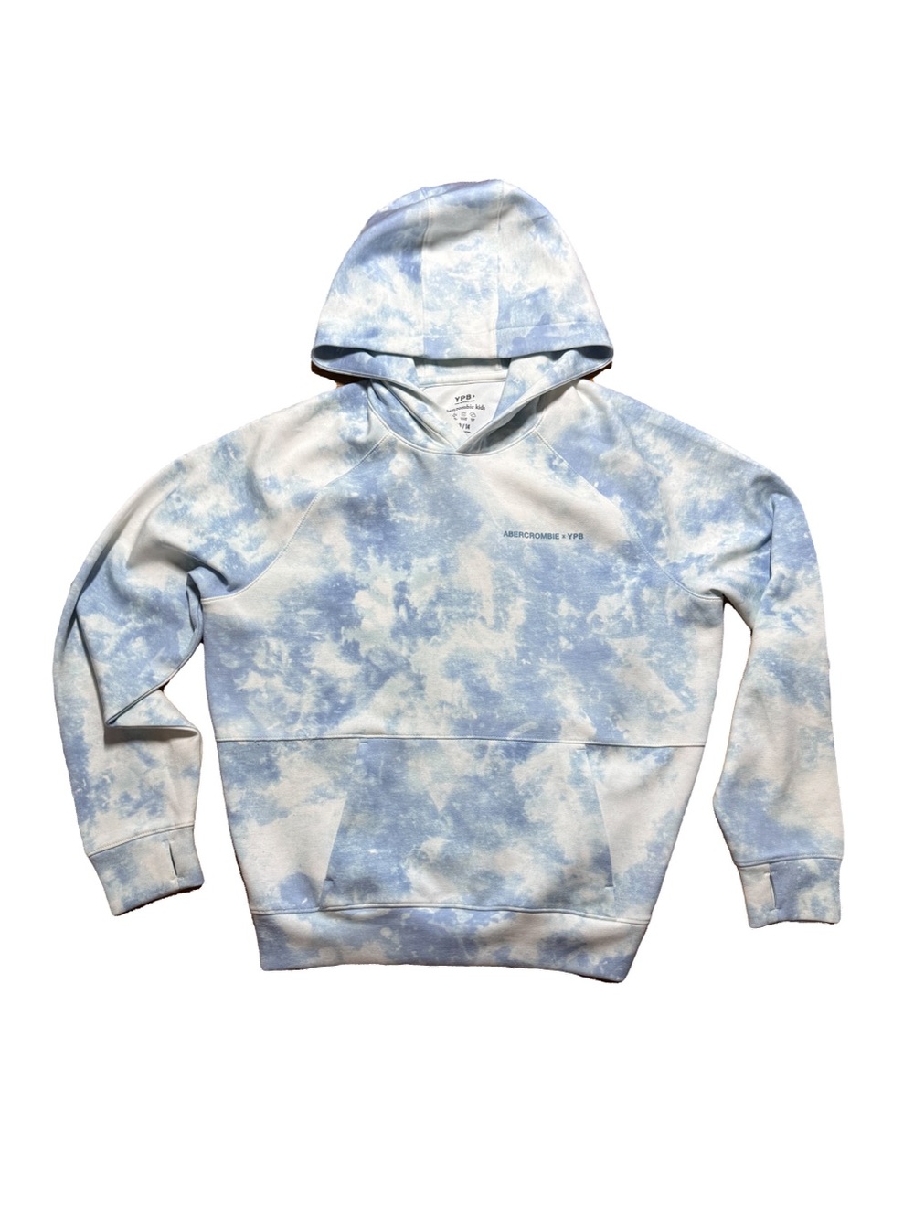 Abercrombie Kids YPB Blue and White Tie-Dye Hoodie Neoknit size 13/14